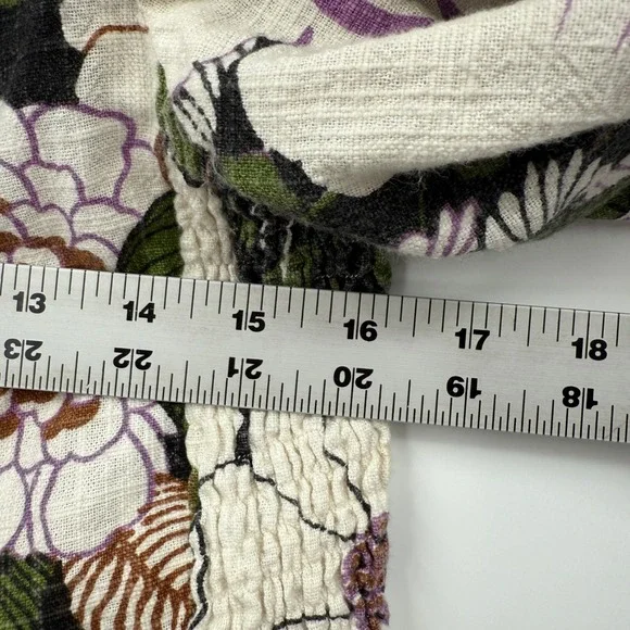 Maje Floral Top Puff Sleeve Sz L Boho Milkmaid Fairy Cottage Loflower Peplum - Picture 4 of 12